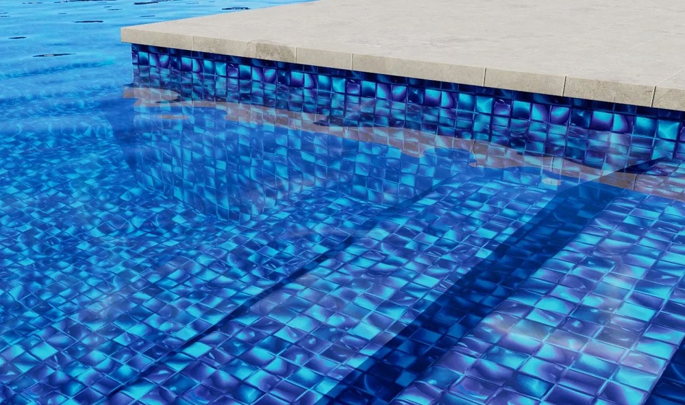piscinas con baldosas azules