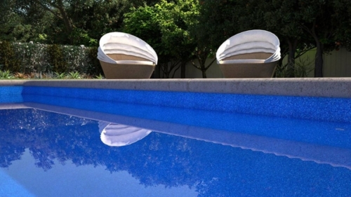 piscina de liner granito azul